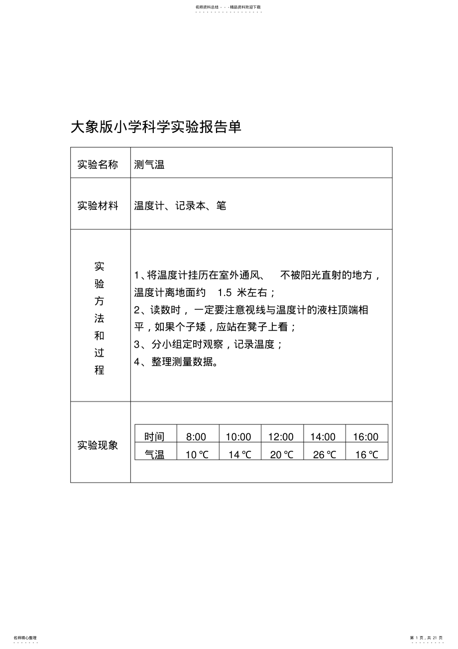 2022年大象版小学科学实验报告单汇编 .pdf_第1页