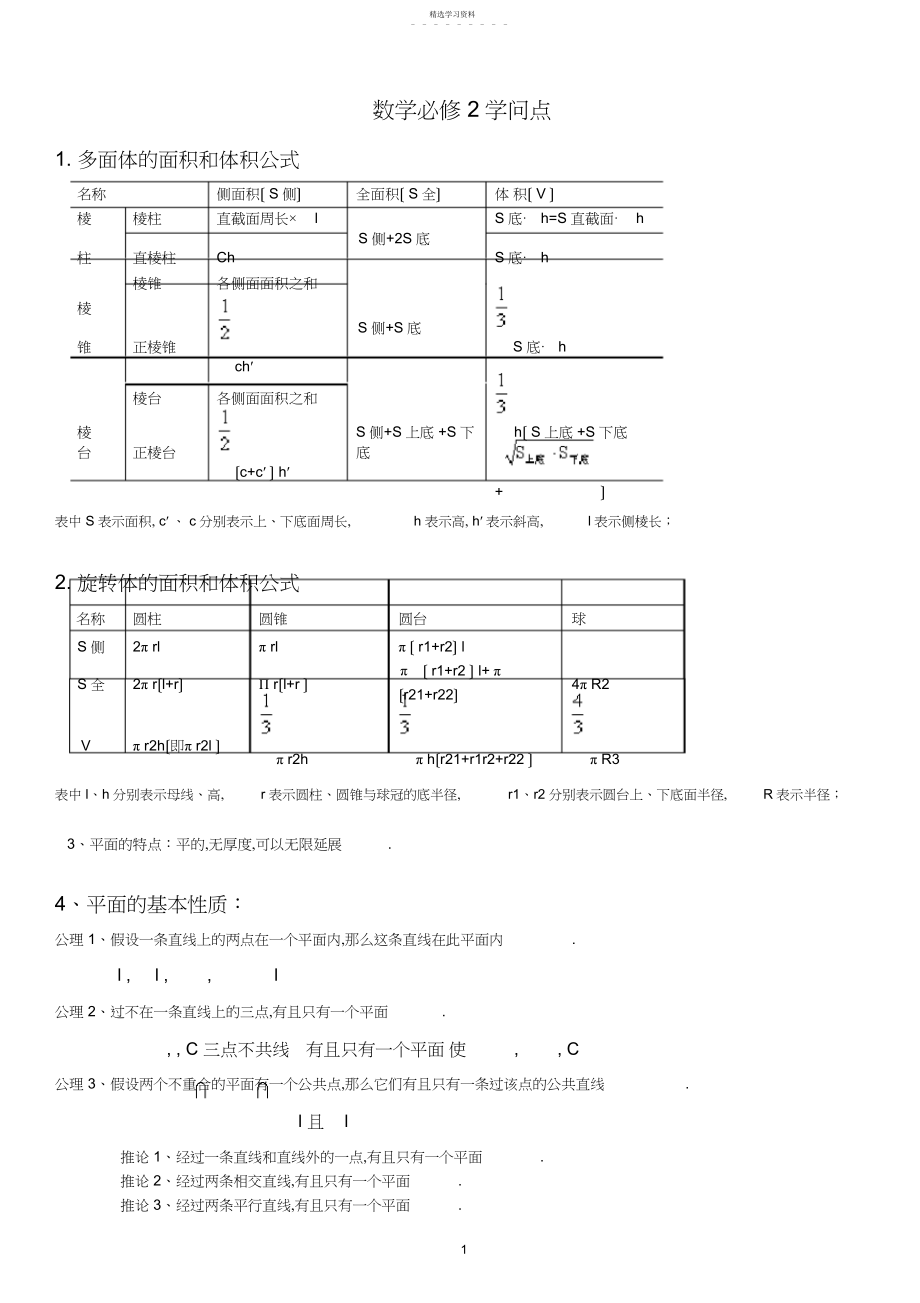 2022年高一数学必修二各章知识点总结4.docx_第1页