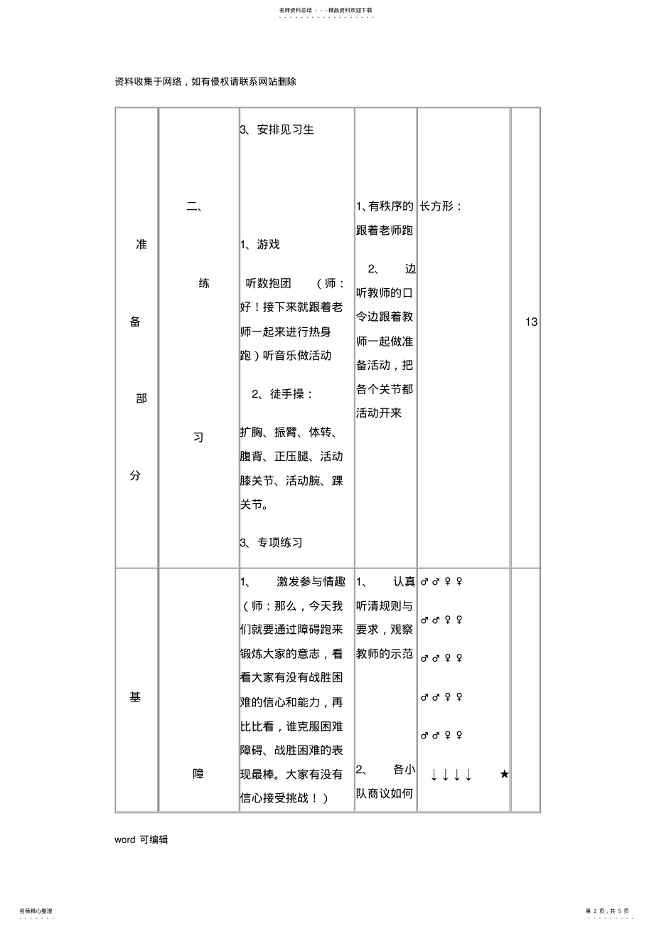 2022年小学六年级体育教案《障碍跑》教学教材 .pdf_第2页