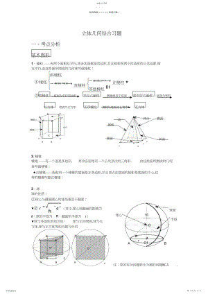 2022年非常好高考立体几何专题复习.docx