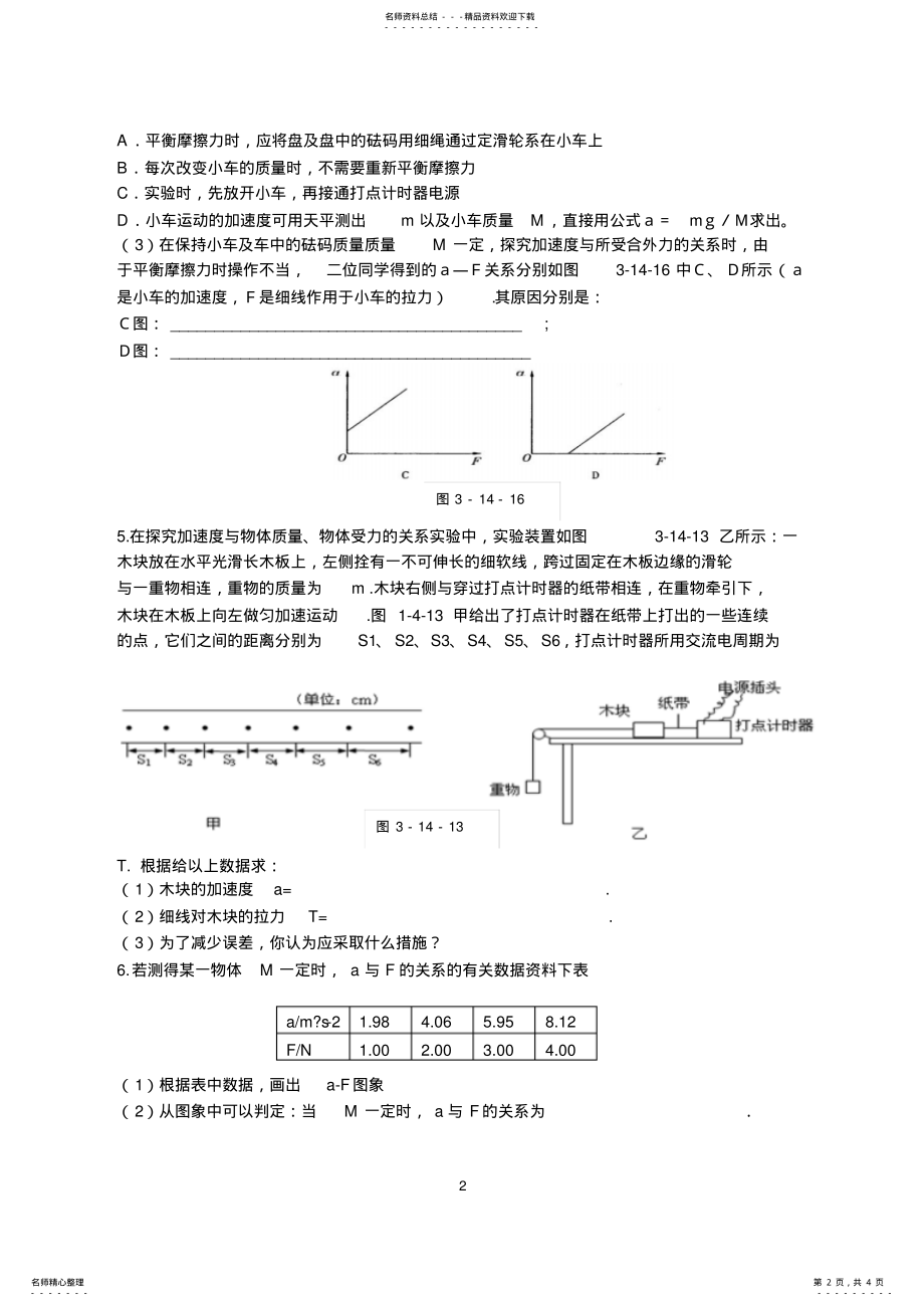 2022年验证牛顿第二定律练习题实用 .pdf_第2页