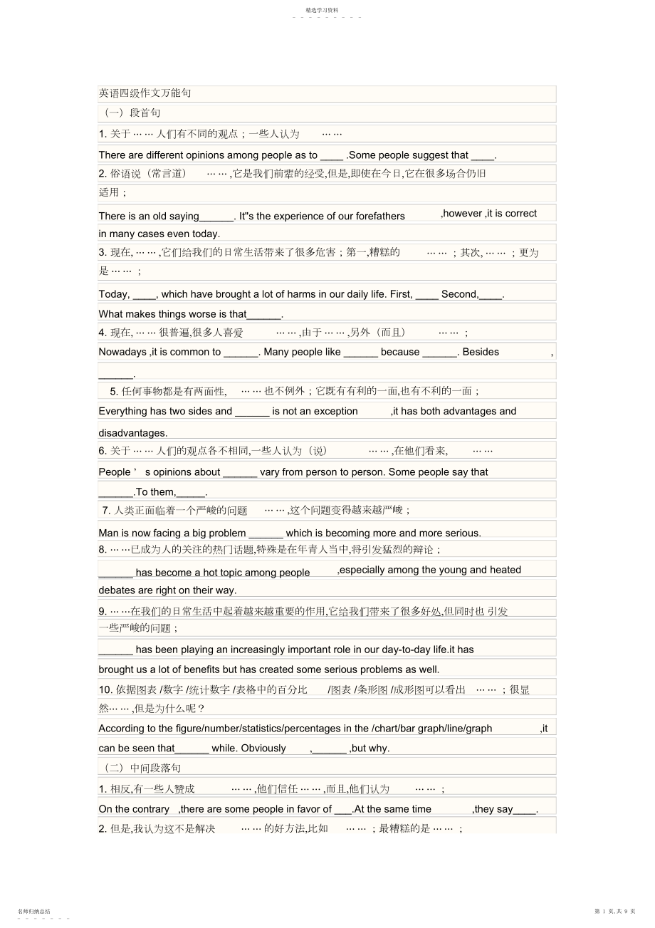 2022年高中英语作文万能句和高级词汇.docx_第1页