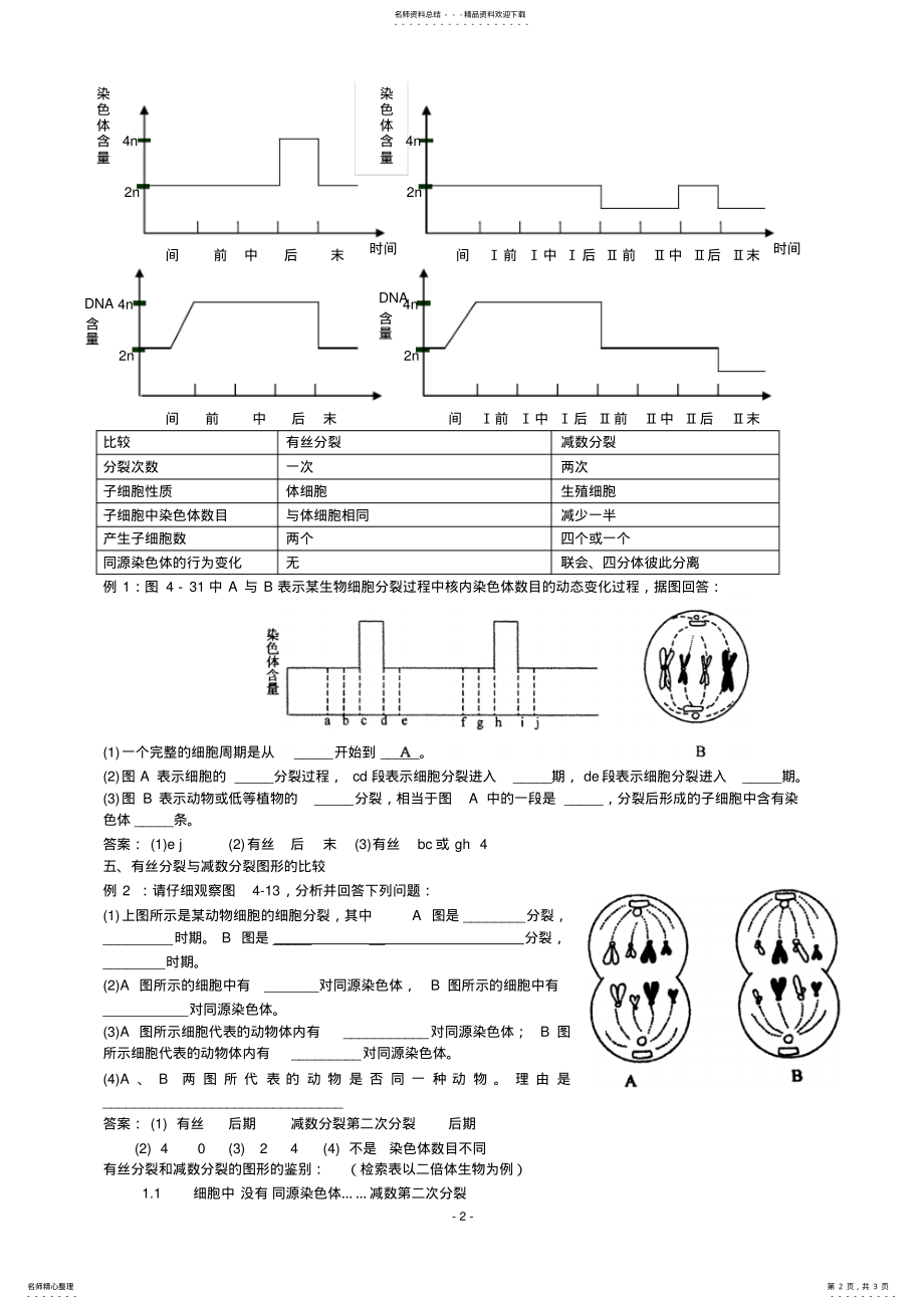 2022年高三生物有丝分裂与减数分裂专题复习 .pdf_第2页