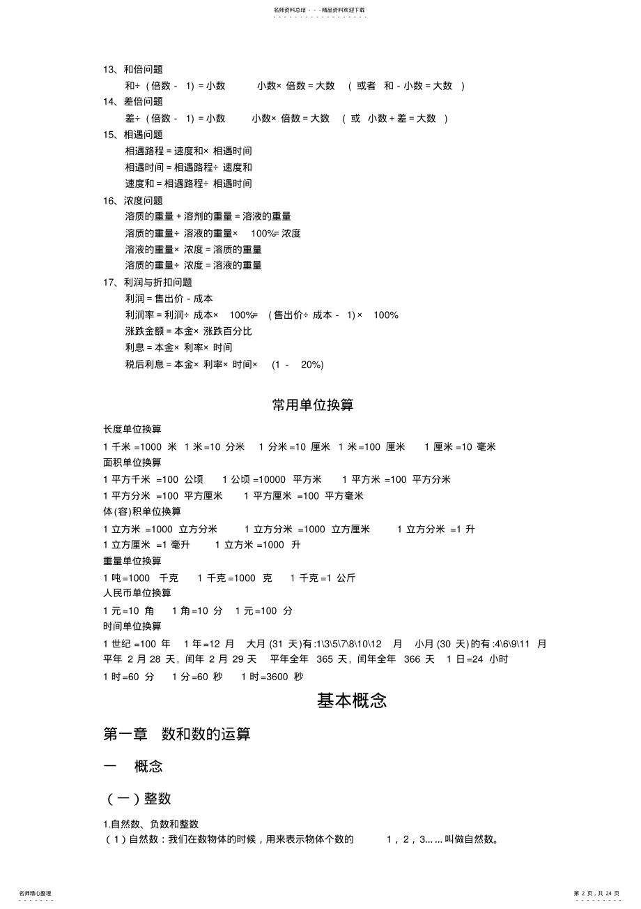 2022年小学六年级数学知识点总复习资料,推荐文档 2.pdf_第2页