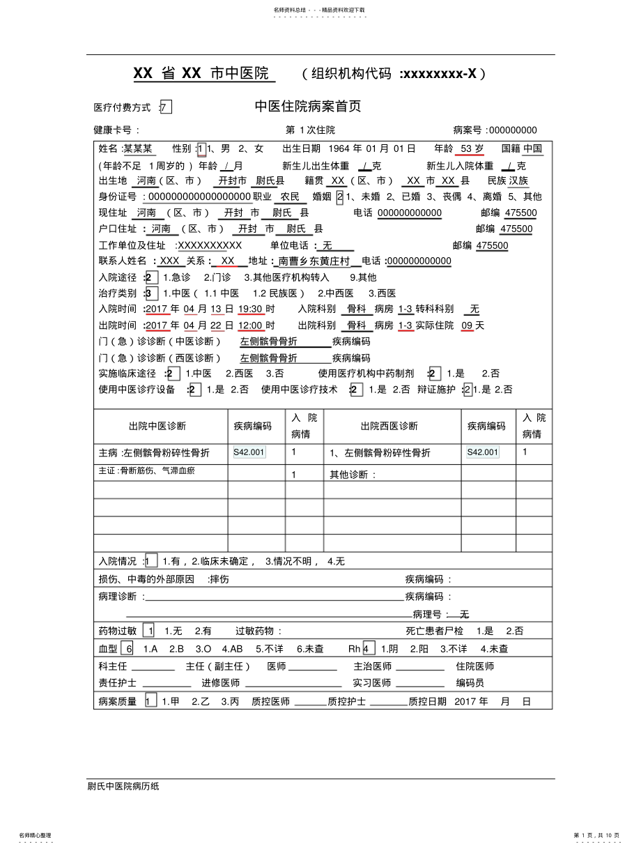 2022年髌骨骨折中医病历 .pdf_第1页