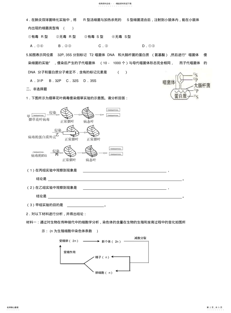 2022年高一生物必修二知识点加练习题 .pdf_第2页