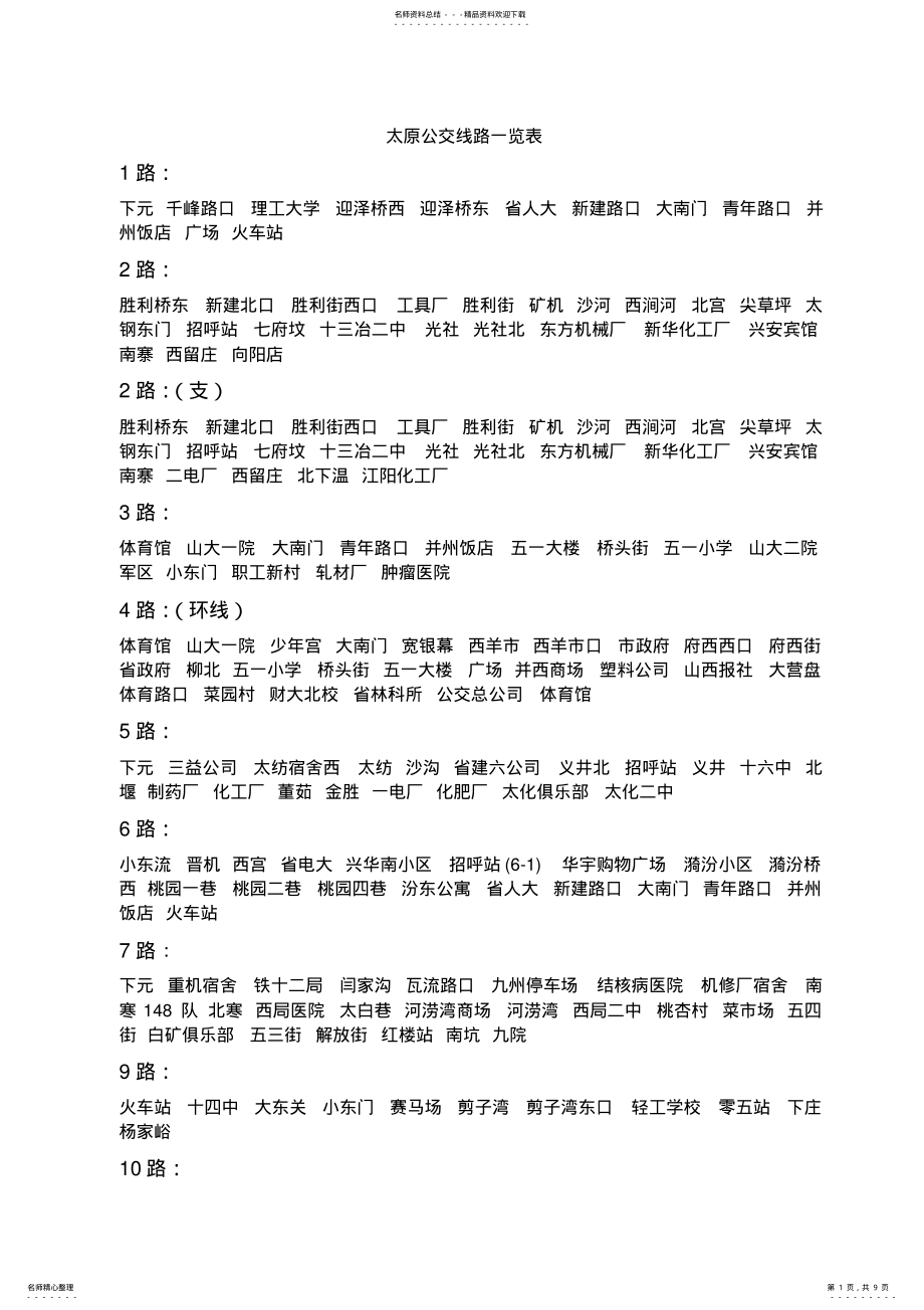 2022年太原公交线路一览表 .pdf_第1页