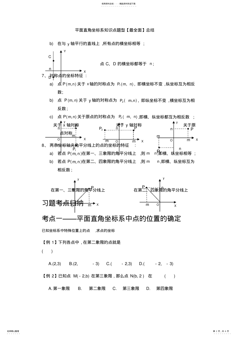 2022年平面直角坐标系知识点题型总结 2.pdf_第2页