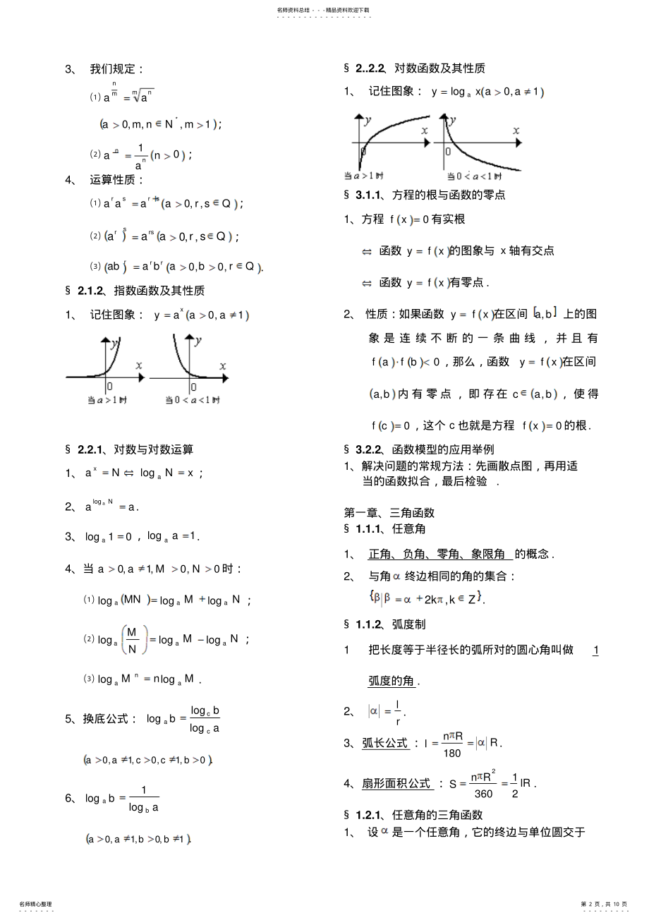 2022年对口高考高中数学知识点归纳 .pdf_第2页