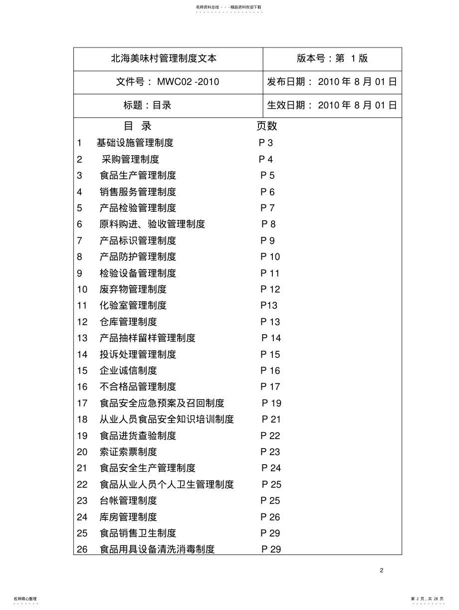 2022年食品安全管理规章制度文本 .pdf_第2页