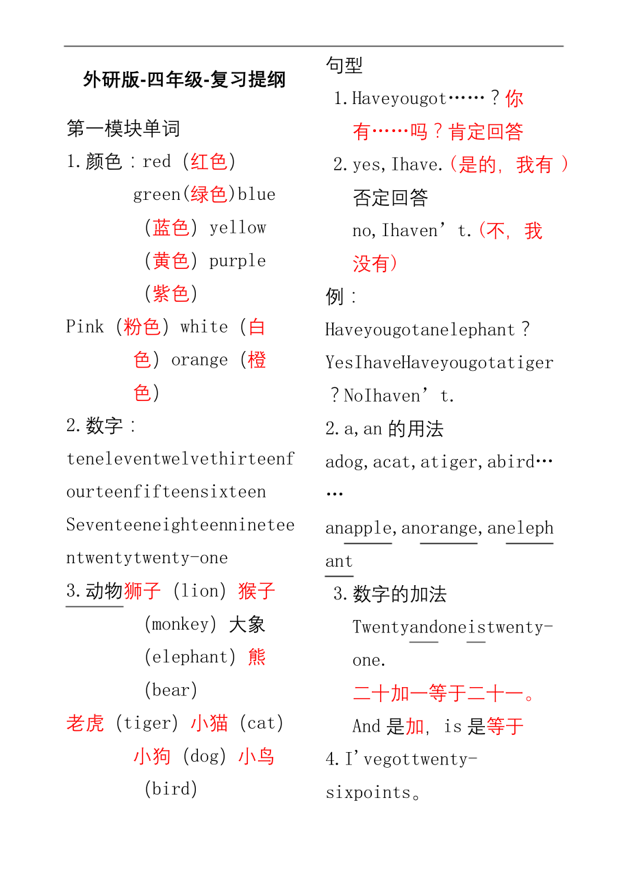 外研版四年级英语上册知识点复习.docx_第2页