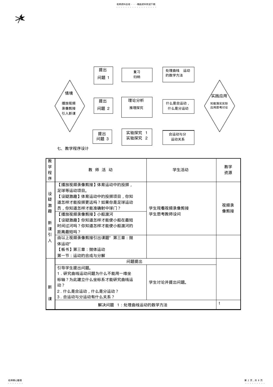 2022年高中物理《运动的合成与分解》教案 .pdf_第2页