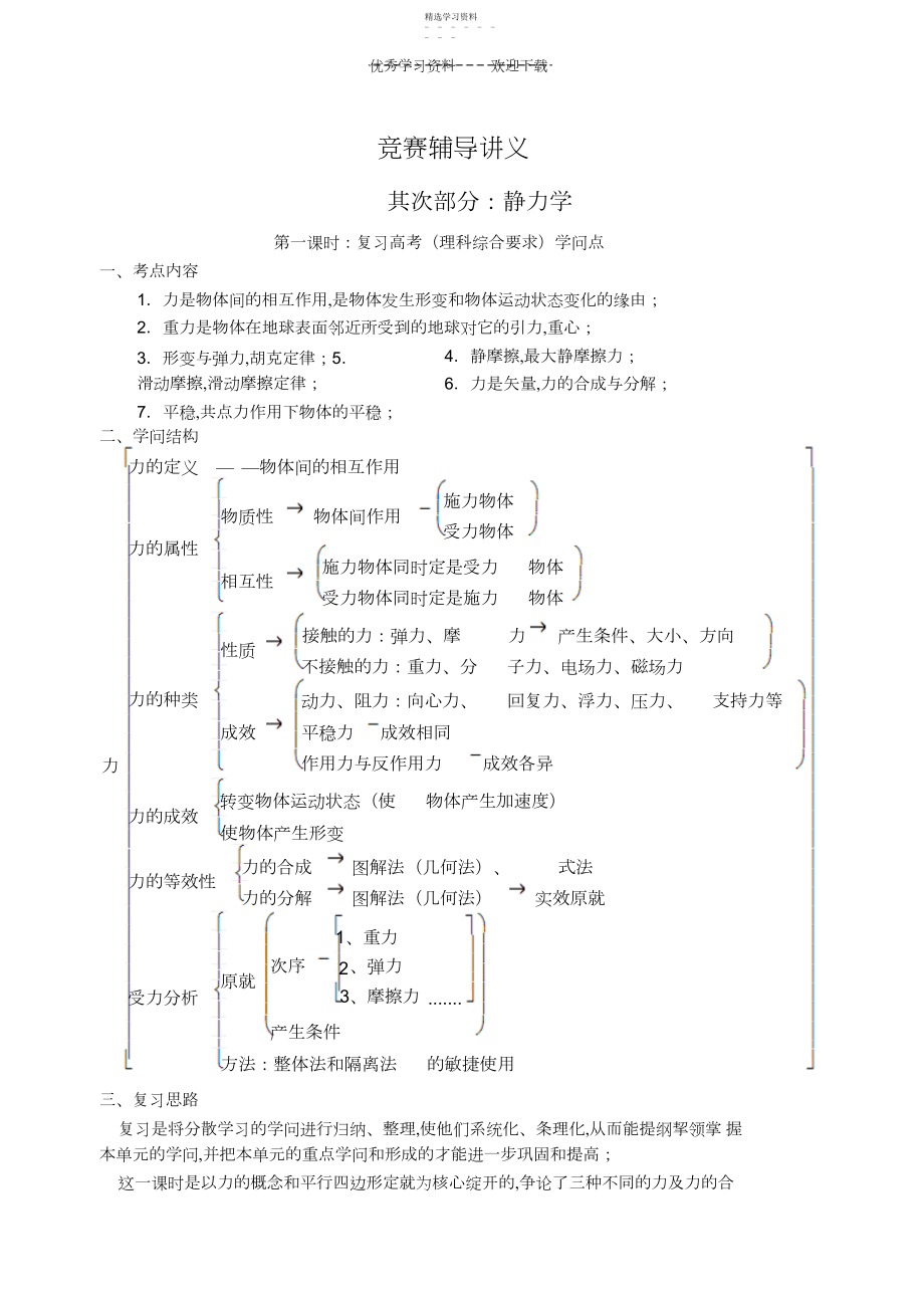 2022年高一物理竞赛讲义-静力学.docx_第1页