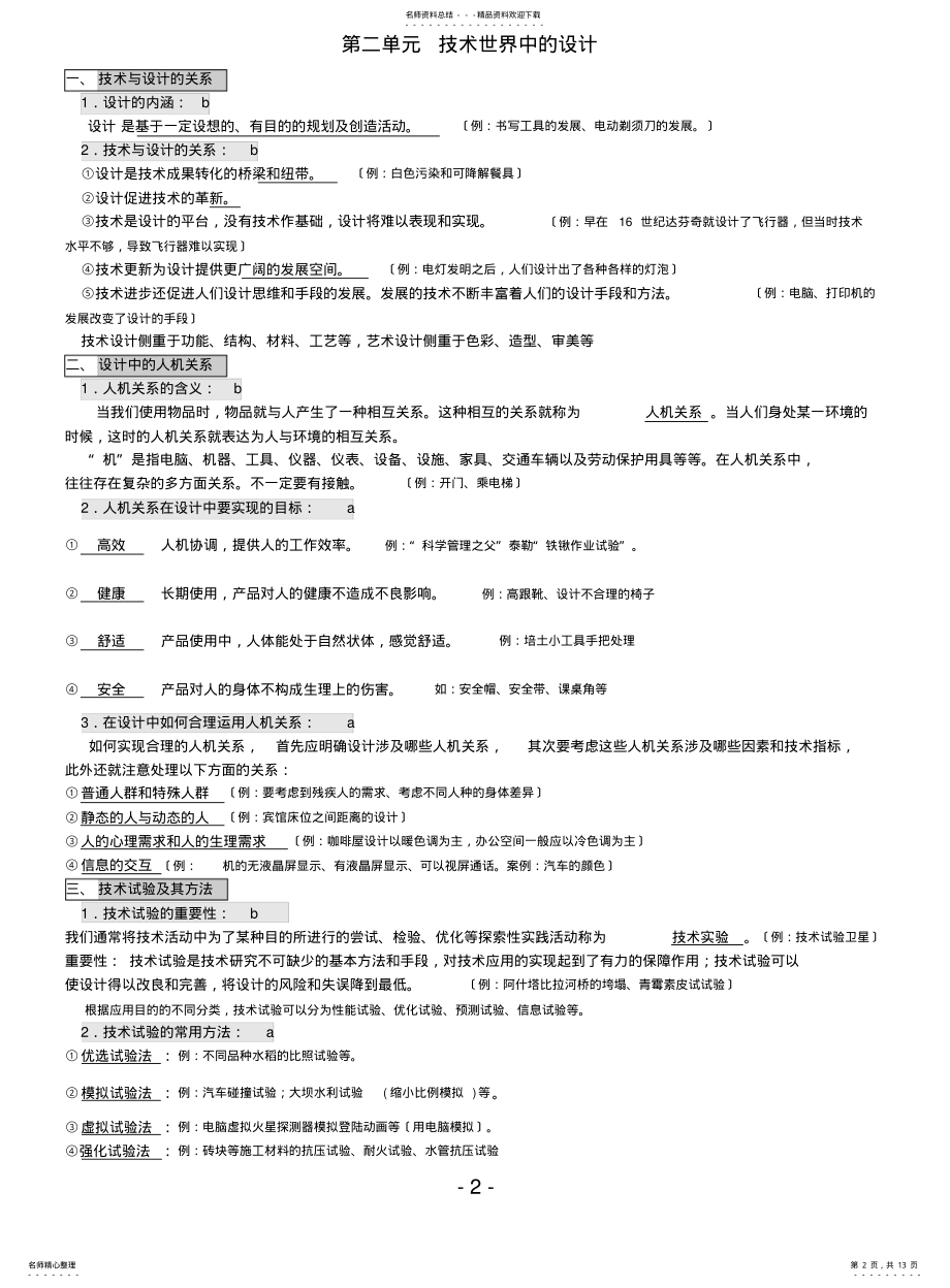 2022年高中会考通用技术知识点[完整并排版] .pdf_第2页