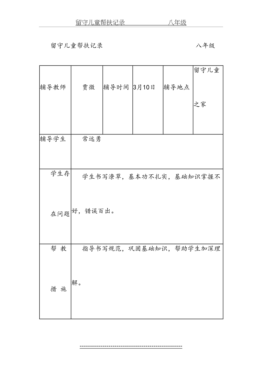 留守儿童帮扶记录----------------------------八年级.doc_第2页