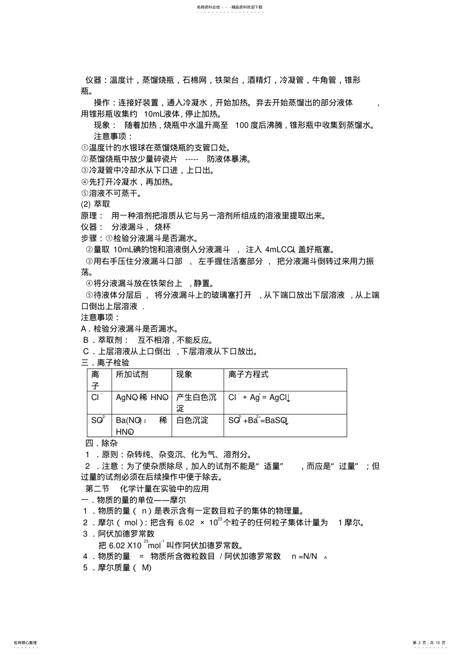 2022年高中化学各章知识点归纳新人教版必修 .pdf_第2页