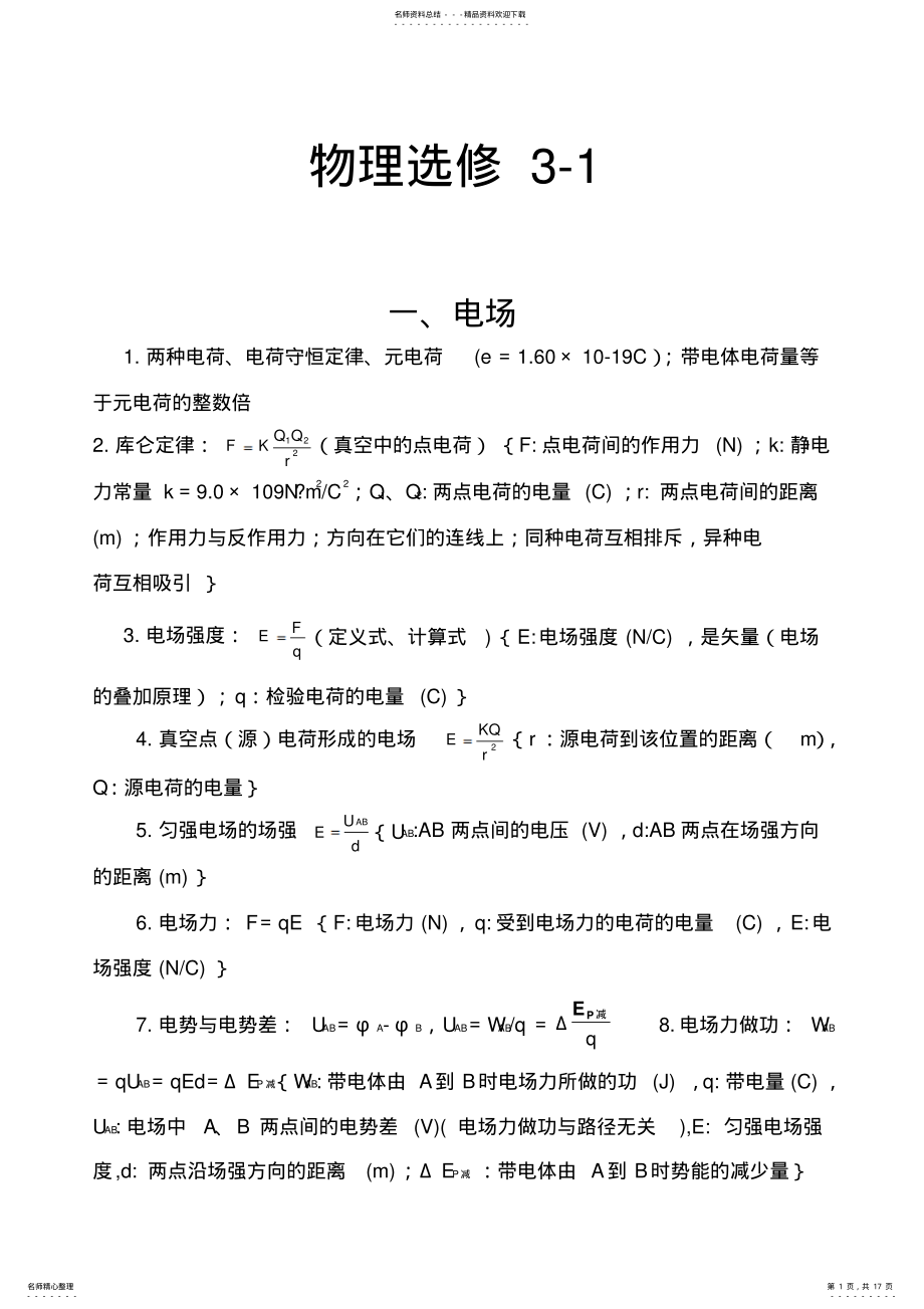 2022年高中物理选修-知识点归纳_免费下载 .pdf_第1页