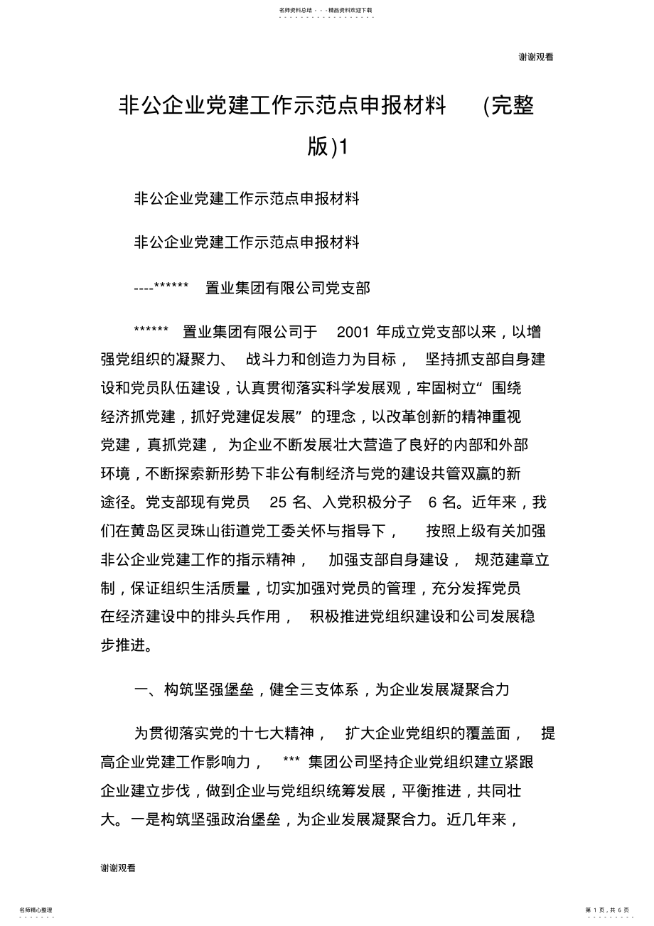 2022年非公企业党建工作示范点申报材料完整版.doc .pdf_第1页