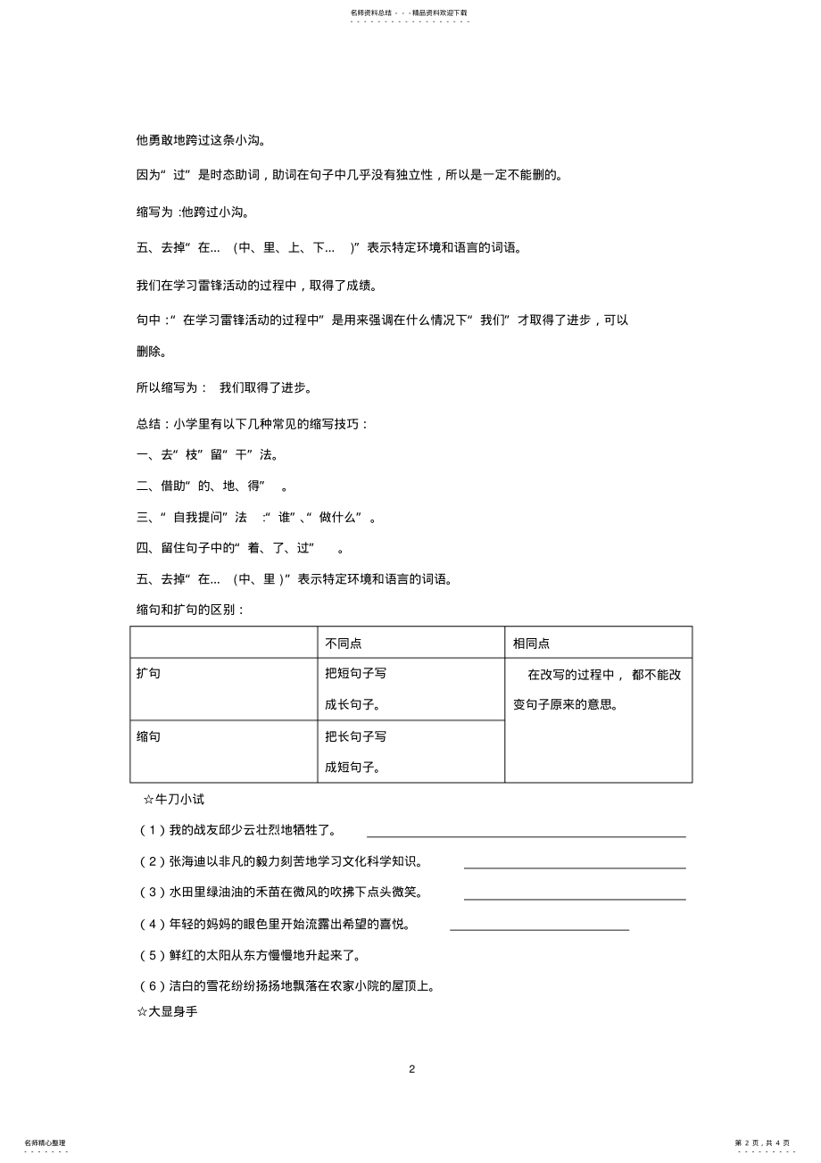 2022年小学三年级语文缩句专题 .pdf_第2页