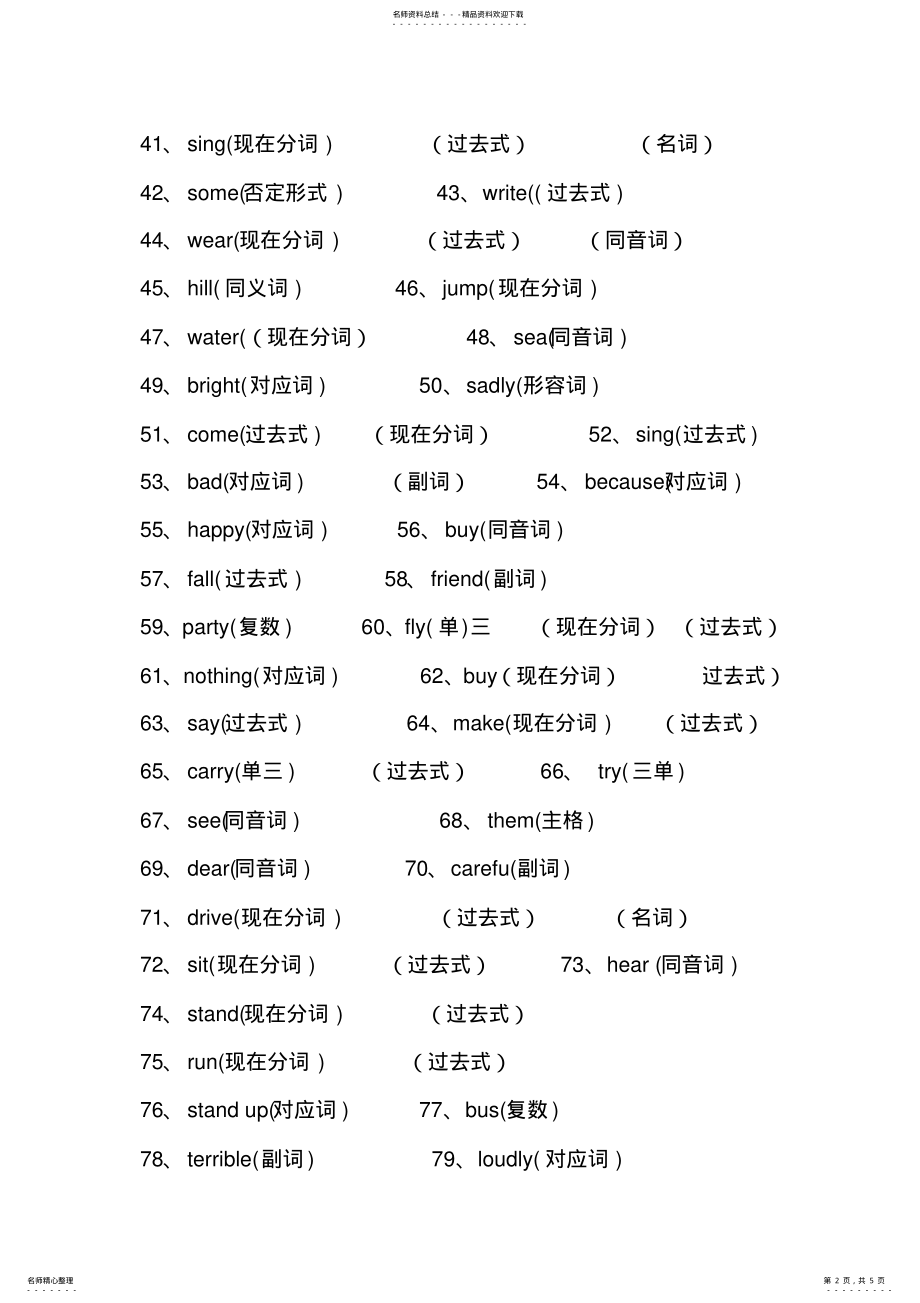 2022年小学六年级英语词性转换 .pdf_第2页