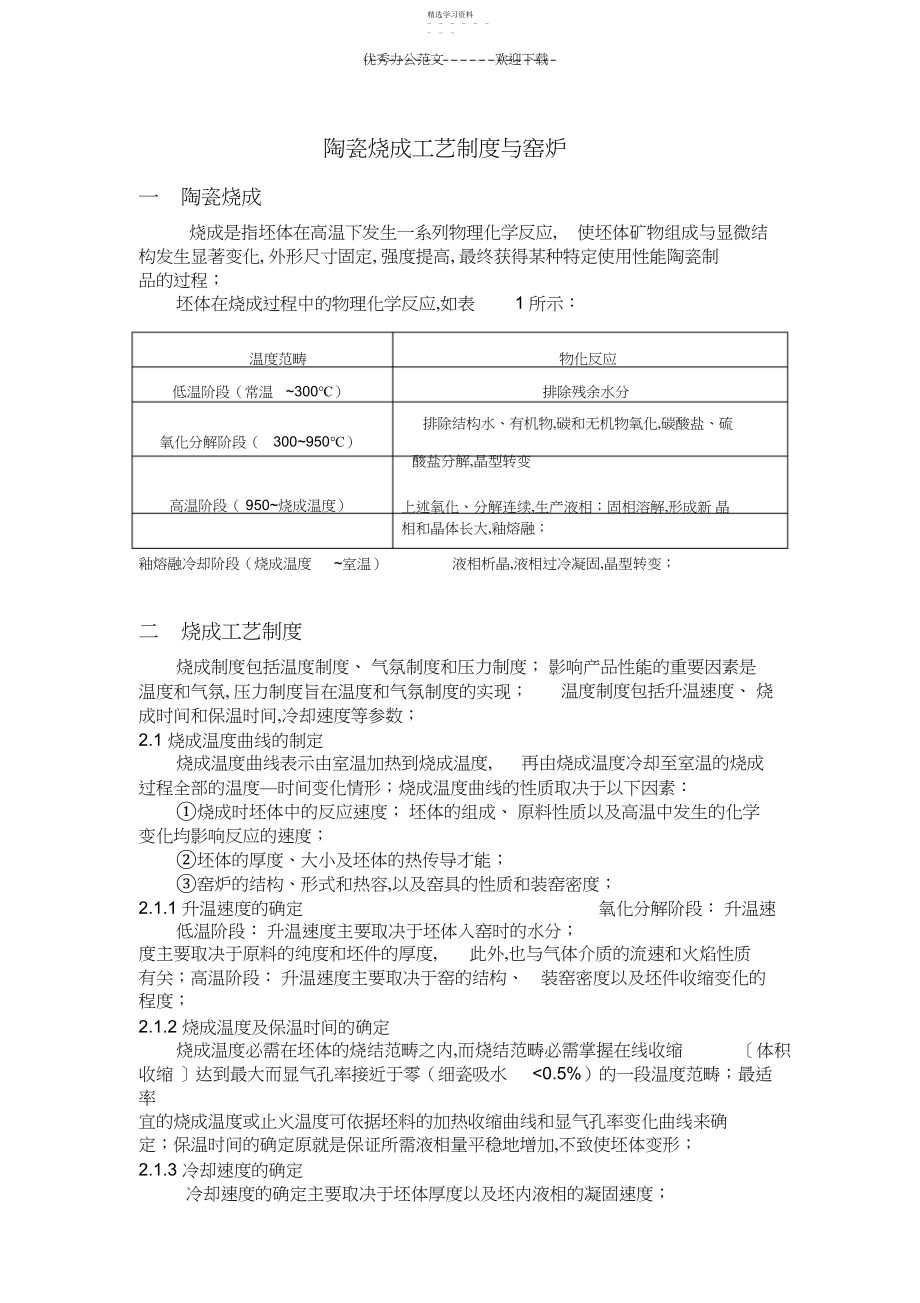 2022年陶瓷烧成工艺与制度.docx_第1页