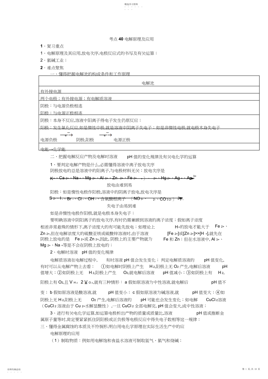 2022年高中化学精讲电解原理及应用.docx_第1页