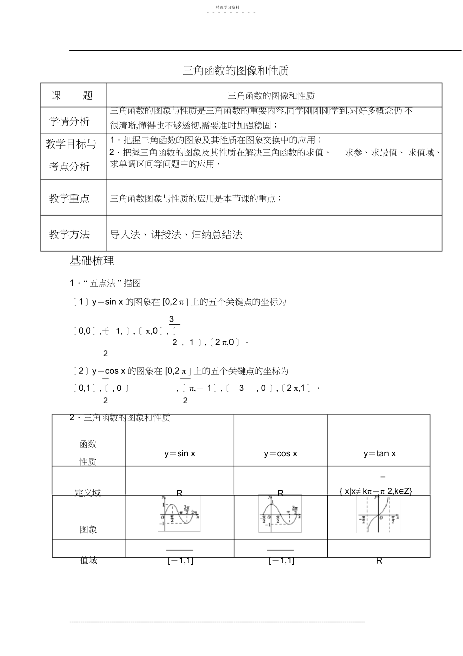 2022年高中数学必修-三角函数的图像与性质.docx_第1页