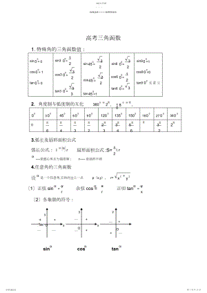 2022年高中数学三角函数知识点及试题总结.docx