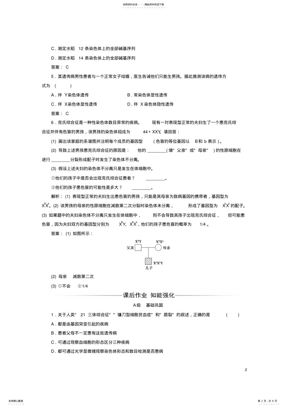 2022年高中生物基因突变及其他变异人类遗传病检测试题新人教版必修 .pdf_第2页