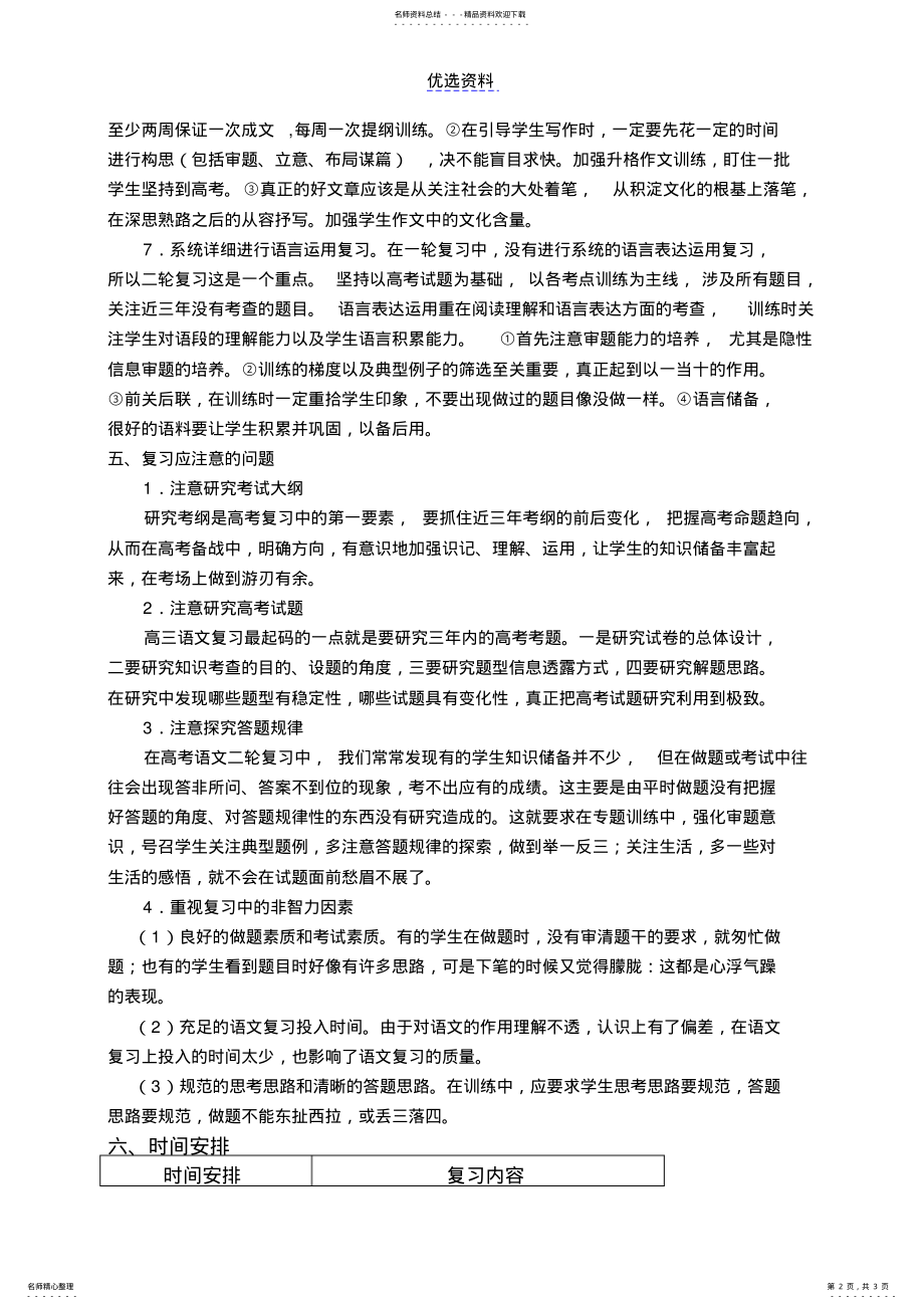 2022年高三语文二轮复习计划与措施 .pdf_第2页