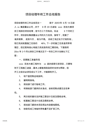 2022年项目经理年终工作总结报告 .pdf