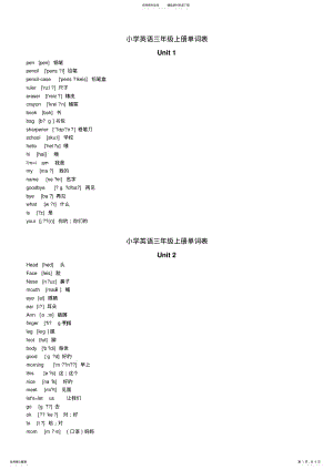 2022年小学三年级上册英语单词 .pdf