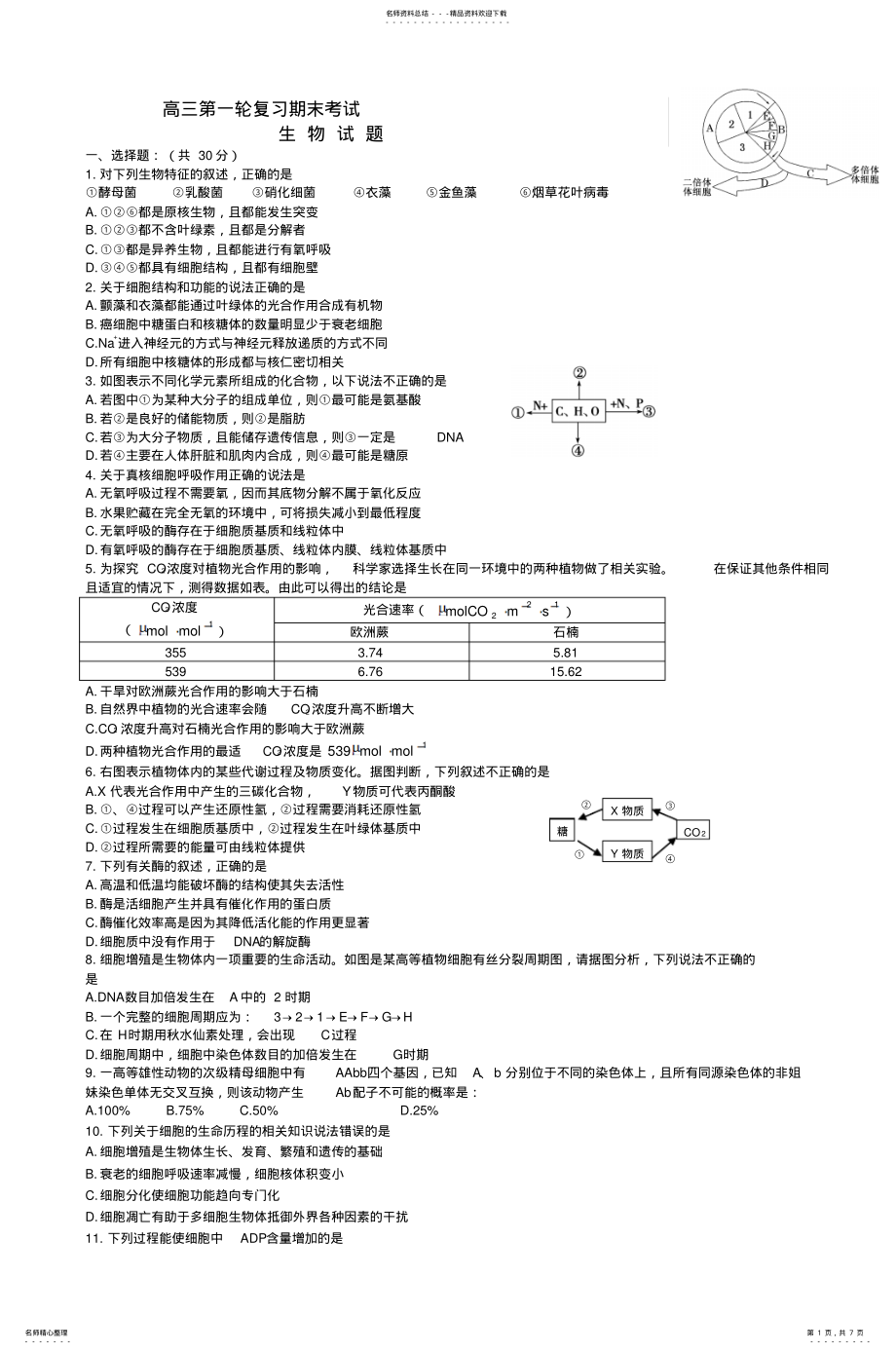 2022年高三第一轮复习期末考试 .pdf_第1页