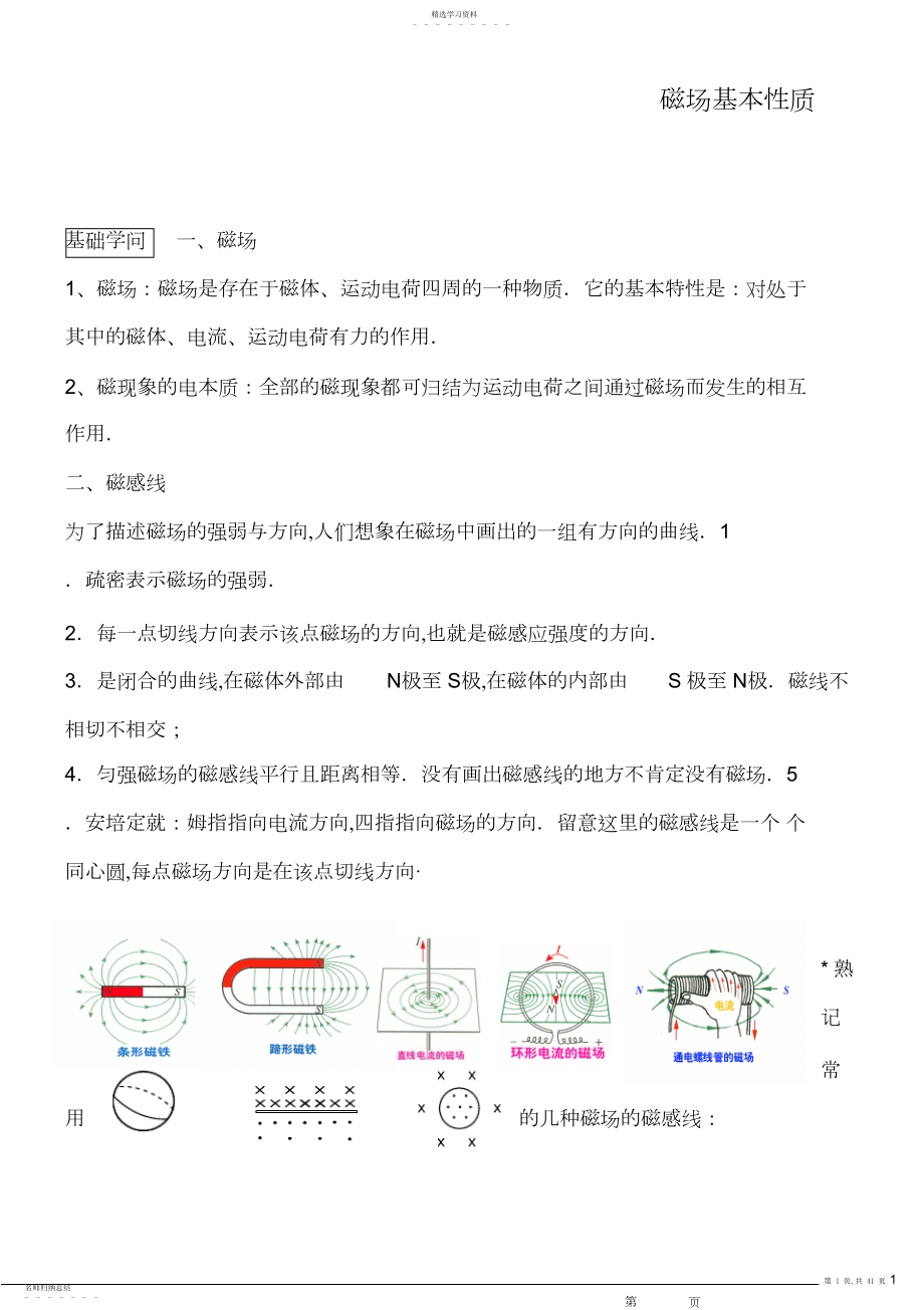 2022年高中物理磁场知识点.docx_第1页