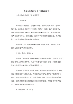 大学生如何应对压力及情绪管理.docx