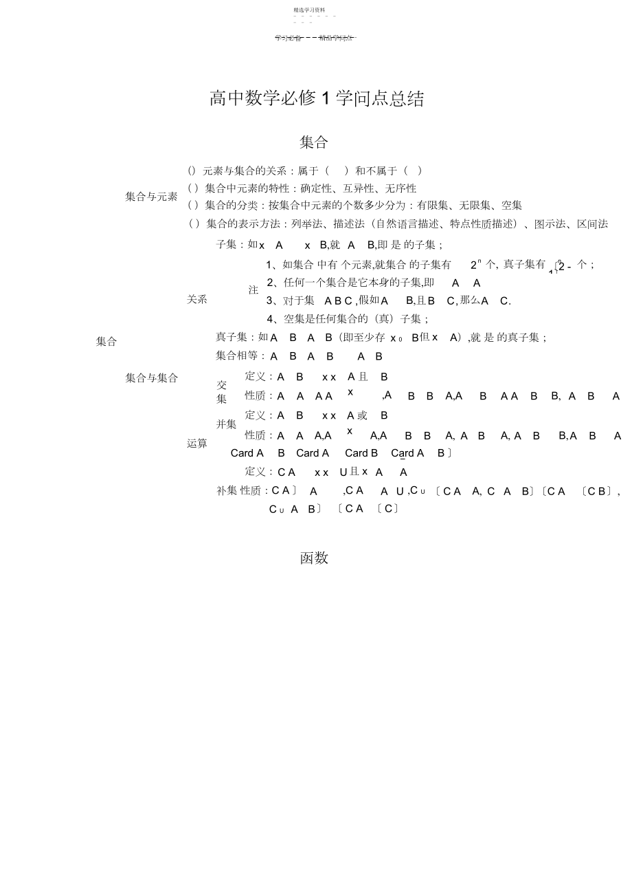 2022年高中数学必修一知识点总结完整版.docx_第1页