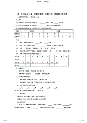 2022年高一化学必修元素周期表元素性质核素知识点总结 .pdf