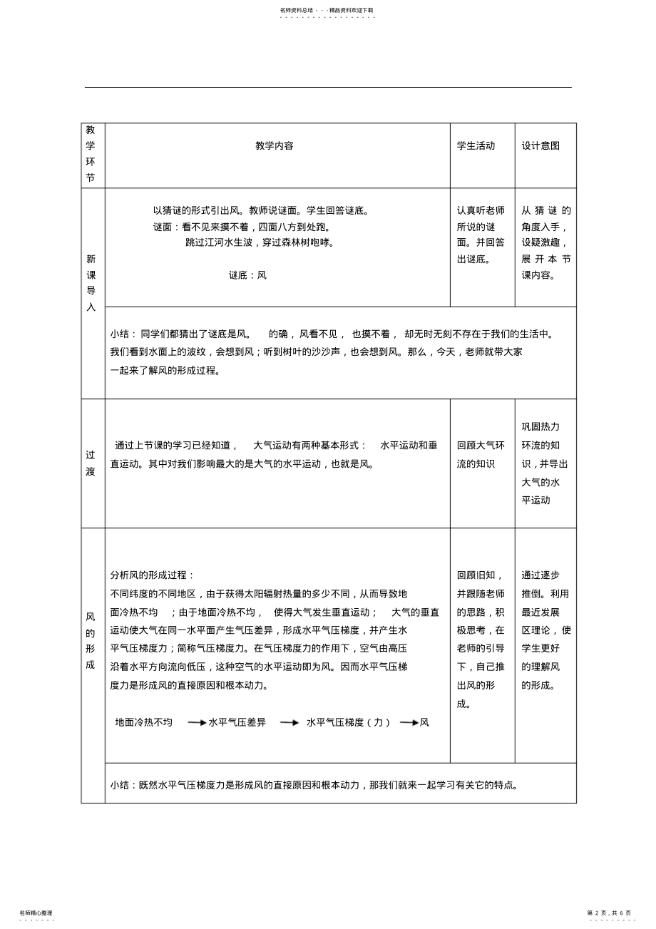 2022年高中地理必修一《大气的水平运动》教案 .pdf_第2页