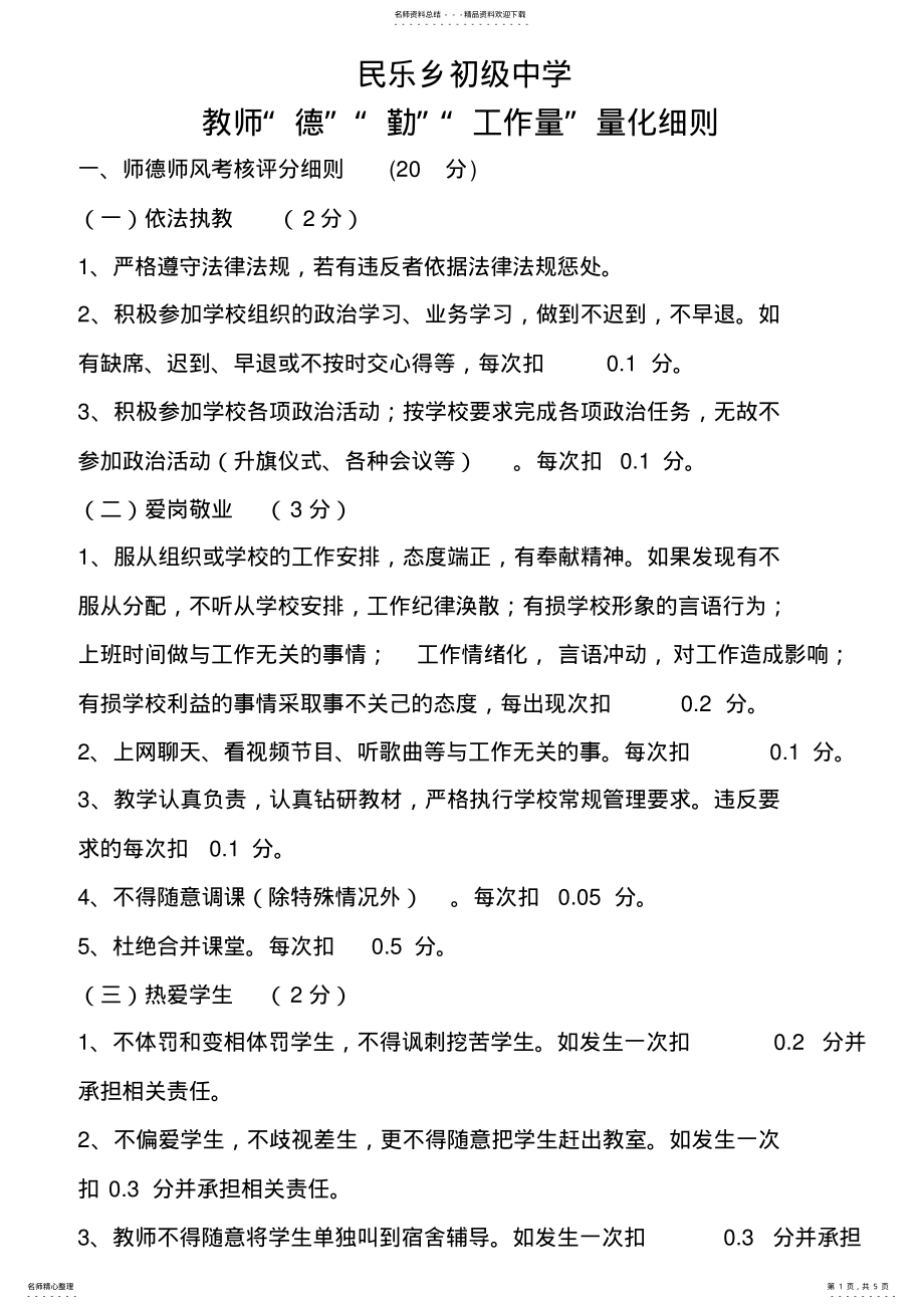 2022年师德师风考核评分细则 2.pdf_第1页