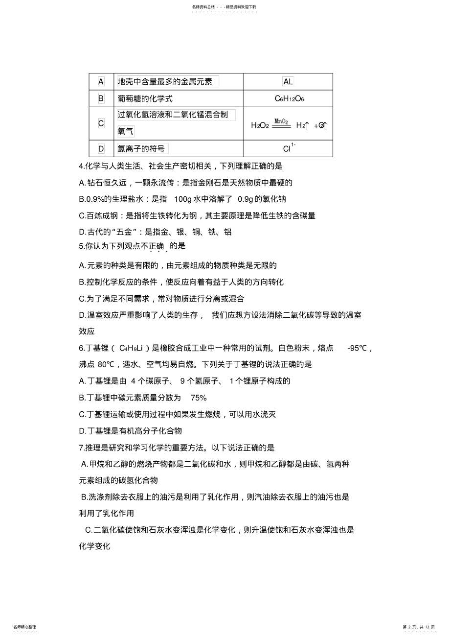 2022年山东省东营市年中考化学试题 .pdf_第2页