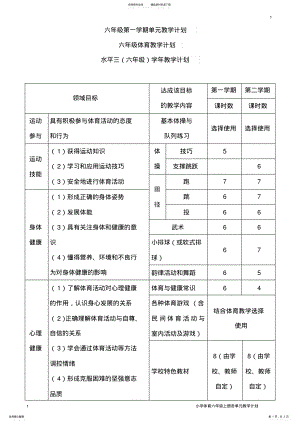 2022年小学体育六年级上册各单元教学计划 .pdf