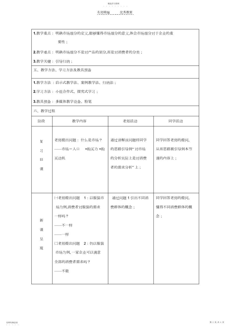 2022年市场细分的概念和程序教学设计.docx_第2页