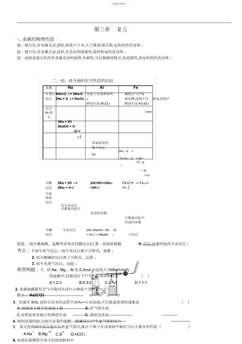 2022年高一化学必修一第三章知识点复习.docx_第1页