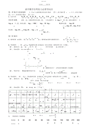 2022年山东省高中数学会考复习必背知识点.docx