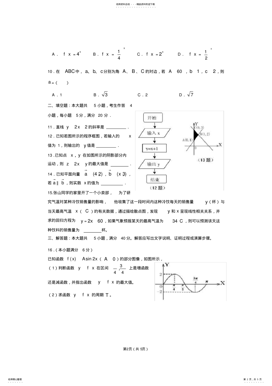 2022年完整word版,年湖南省普通高中学业水平考试试卷 .pdf_第2页