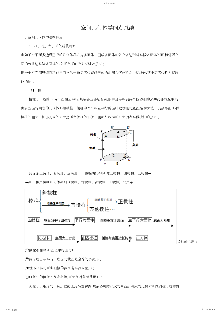 2022年高中数学空间几何体知识点总结分析.docx_第1页