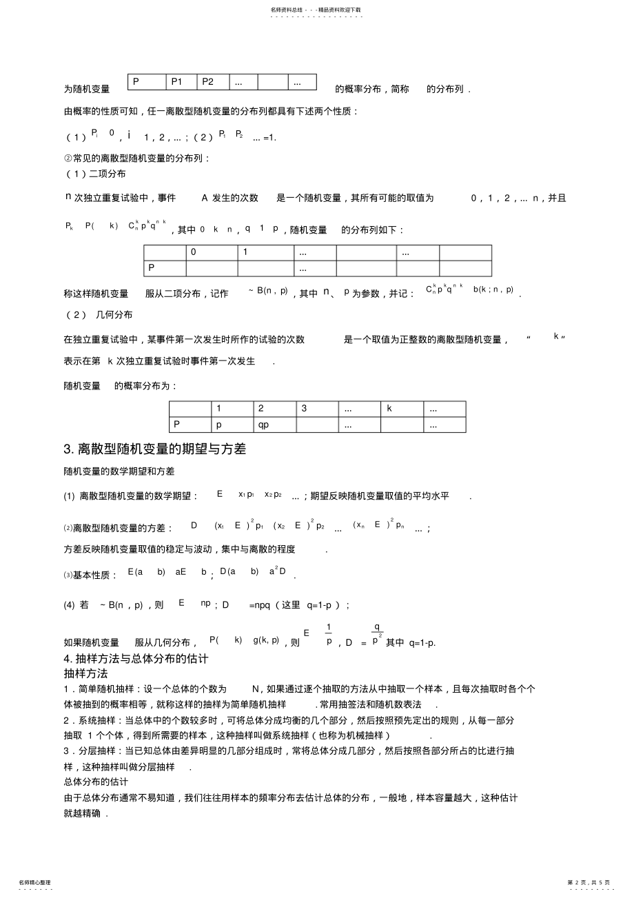 2022年题-高考数学概率与统计知识点,推荐文档 .pdf_第2页