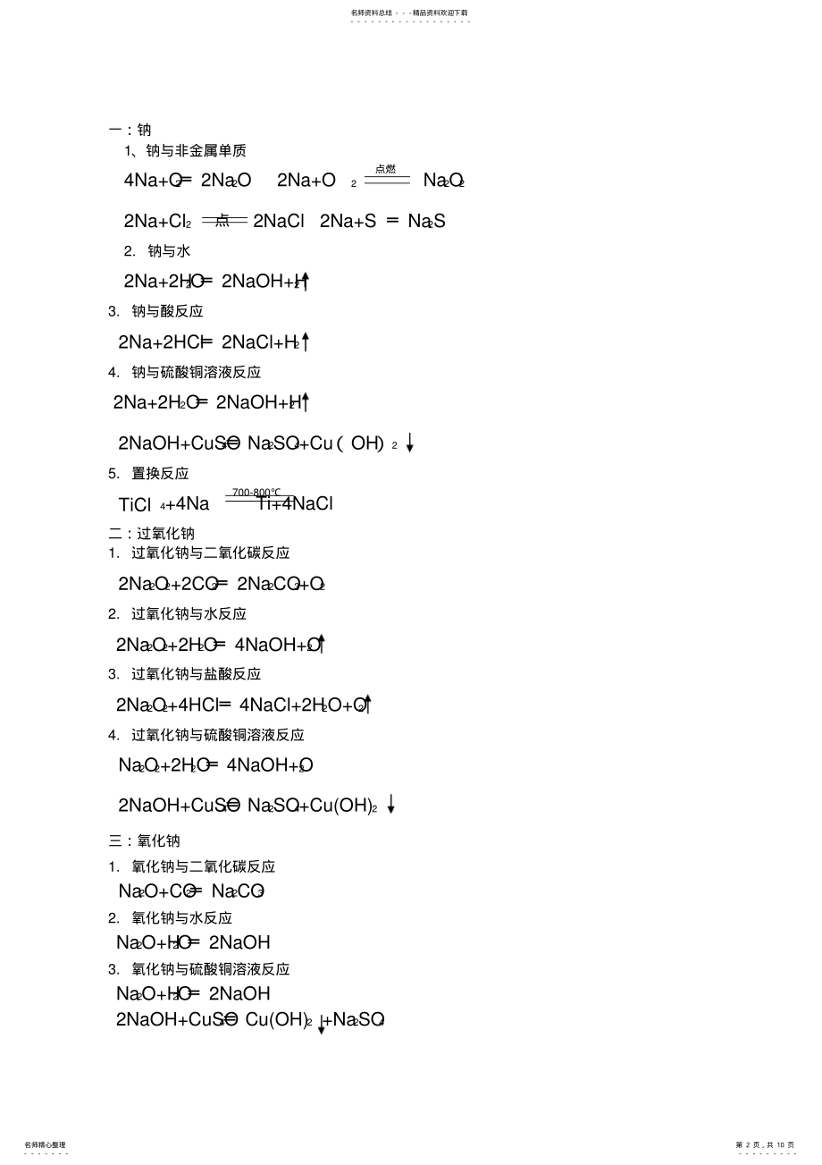 2022年高中化学方程式总结_高考必备,推荐文档 .pdf_第2页