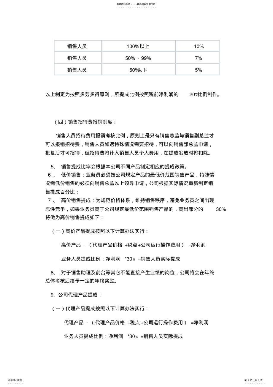 2022年陕西销售人员工资待遇及销售提成管理制度方案 .pdf_第2页