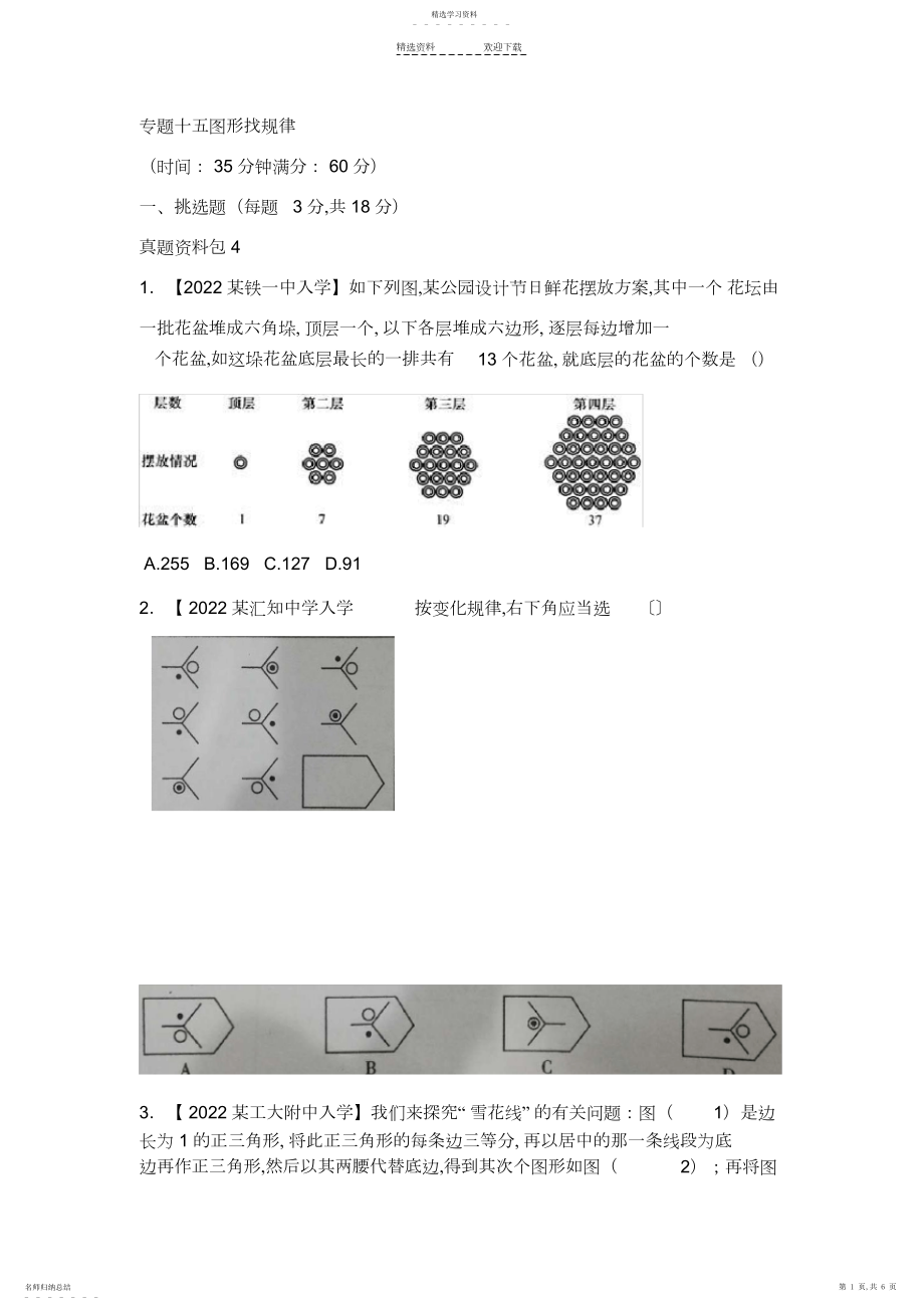 2022年小升初分类卷图形找规律.docx_第1页